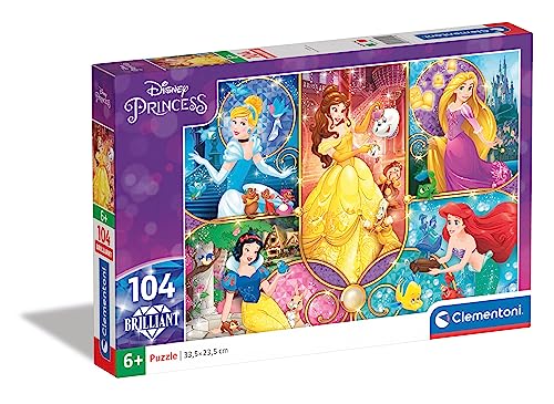 Clementoni - Disney Princess Brilliant Puzzle 104-Piece Jigsaw Puzzle for Kids