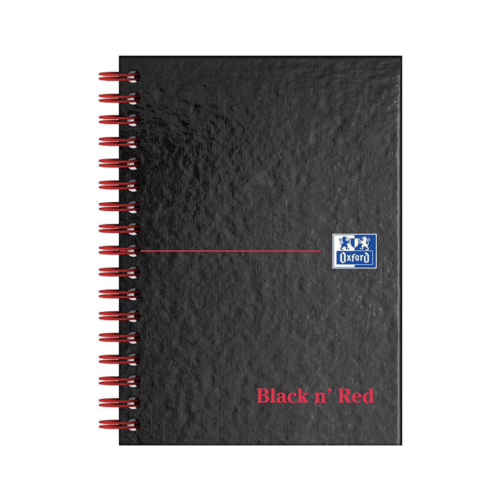 Black n' Red A6 Wirebound Hardback Notebook - 140 Pages Ruled with Header/Footer | Twin Wire
