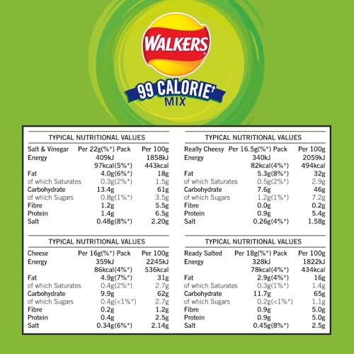 Walkers 99 Calorie Mix Multipack Snacks Crisps 18 Pack 7