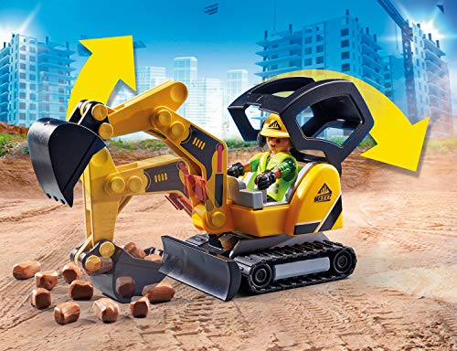 Playmobil City Action Construction Small Excavator - Movable Bucket & 2 Figures (70443)