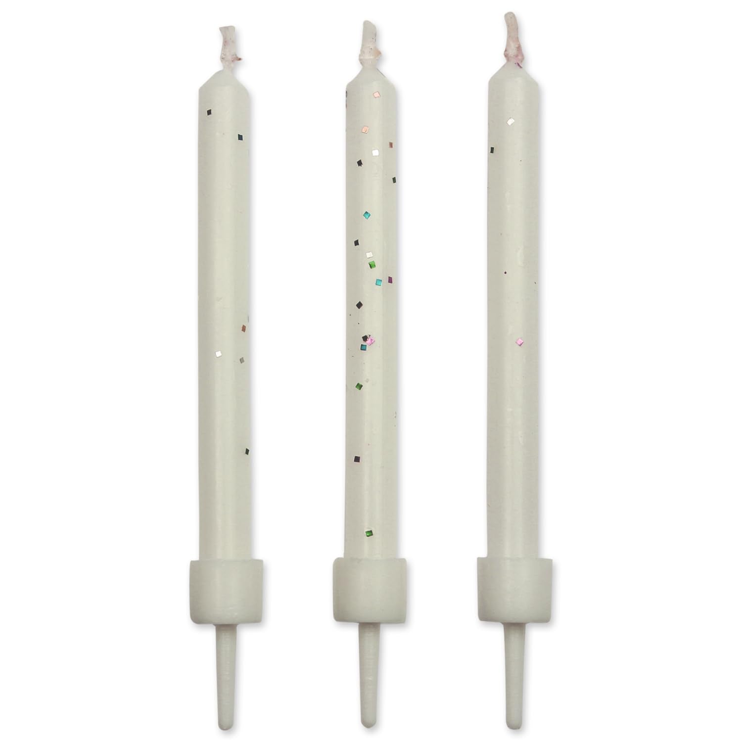 PME White Glitter Candles - 10 Pack | Unscented Wax | 6.2 cm Height 1