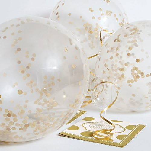 Gold Confetti Balloons - 12" Clear Latex Balloons for Parties, Weddings & Celebrations 2