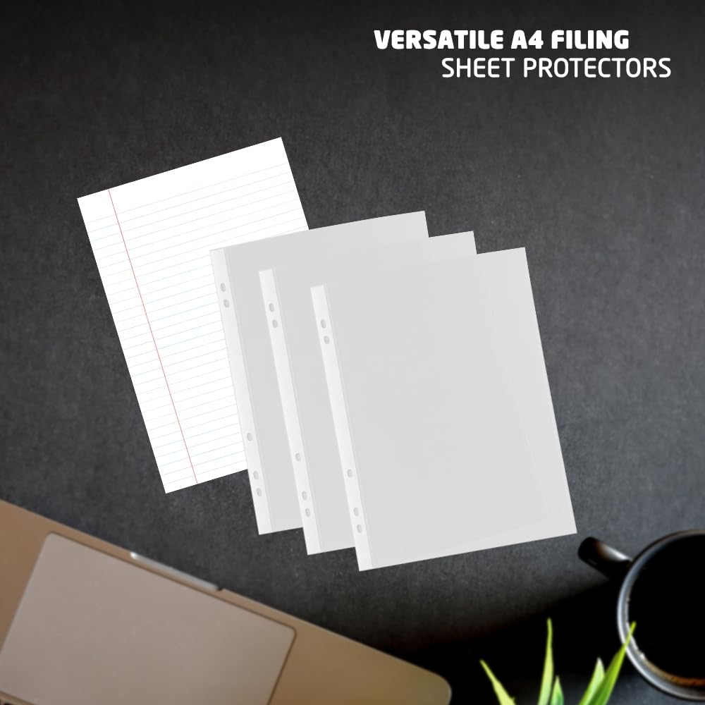 1ABOVE A4 Plastic File Pockets - 200 Pack Clear Poly Wallets | 30 Micron Durable Protection