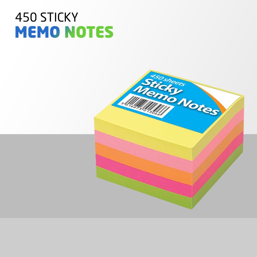 1ABOVE Self-Stick Notes - 450 Sheets Total | 76 x 76 mm Square | 5 Assorted Color Pads 2
