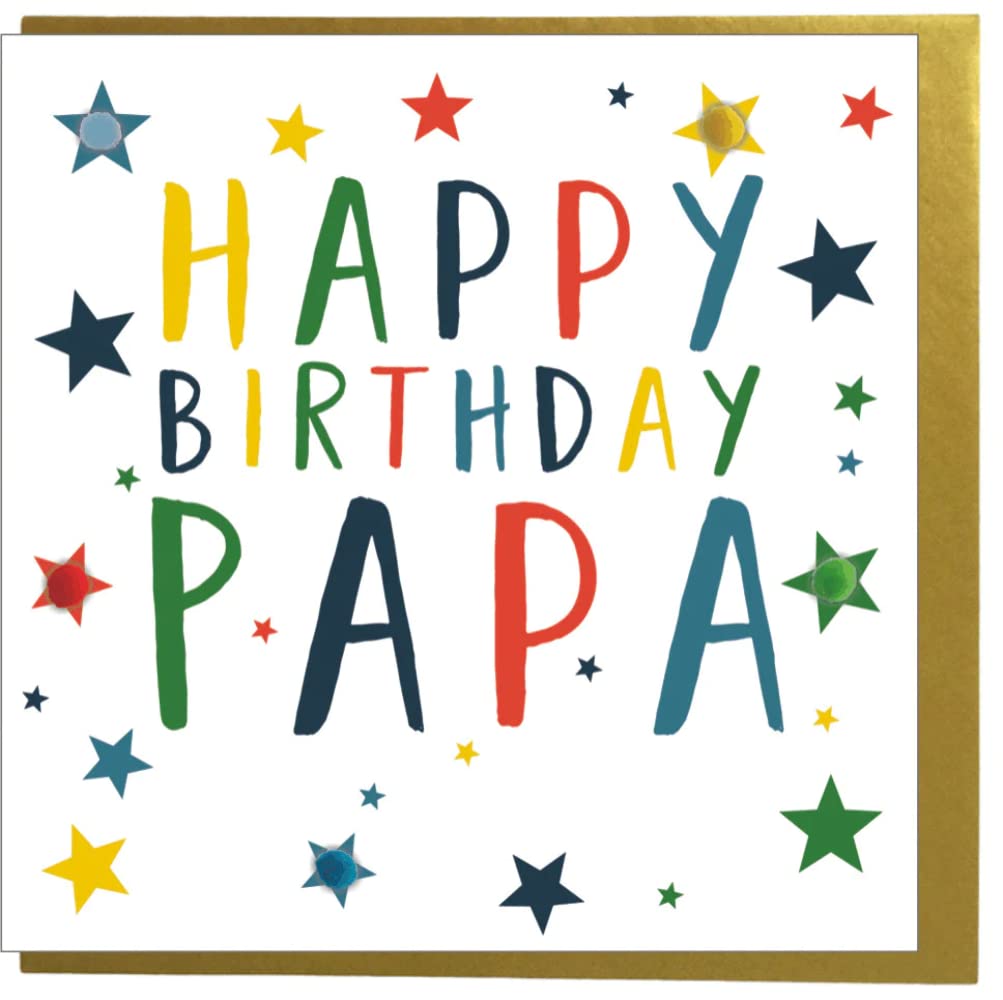Claire Giles Greeting Cards - Happy Birthday Papa Card with Pompoms | 150x150mm | Pack of 1