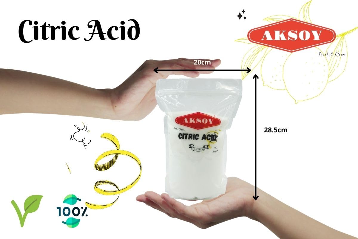 AKSOY Citric Acid Food Grade - 1000g Non-GMO Anhydrous Granule De-Scaler 4