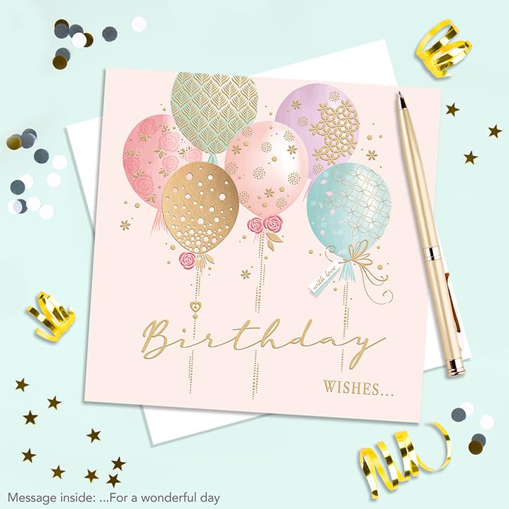 Piccadilly Greetings Assorted Luxury Birthday Cards Multipack for Women | 6 Cards, 16x16 cm