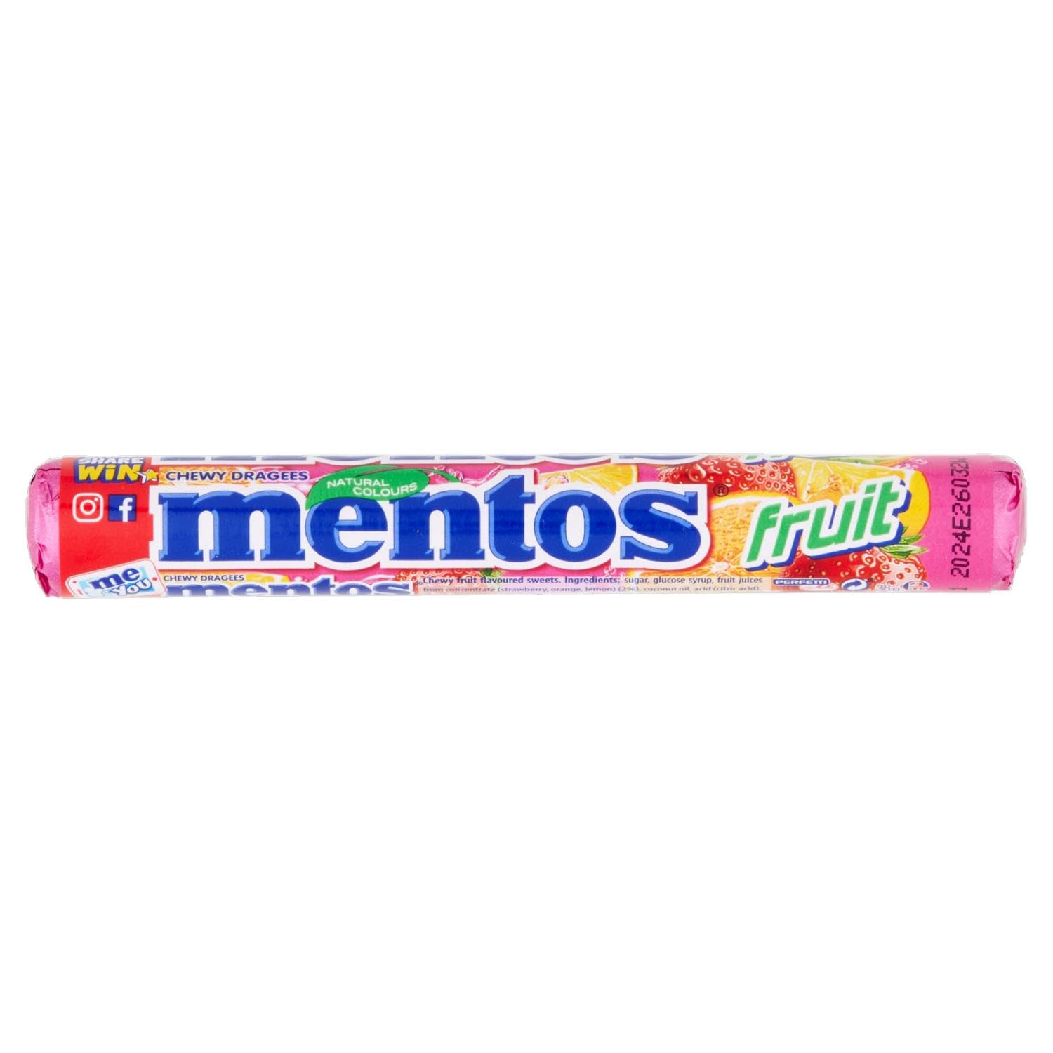MENTOS Fruit Flavour Soft Mints - Crisp Outer Shell and Soft Centre | 40 Rolls | 940g Bulk Pack 3