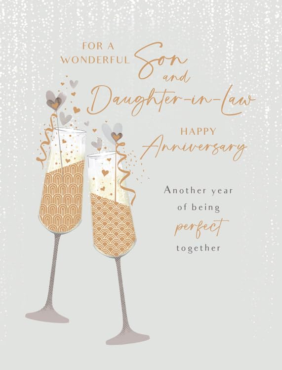Piccadilly Greetings Anniversary Card for Special Son & Daughter-in-Law | 8 x 6 Metallic Finish 1