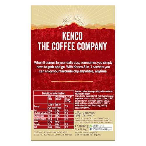 Kenco - 3 in 1 Smooth White Instant Coffee with Sugar Sachets (Pack of 12 x 8) 4