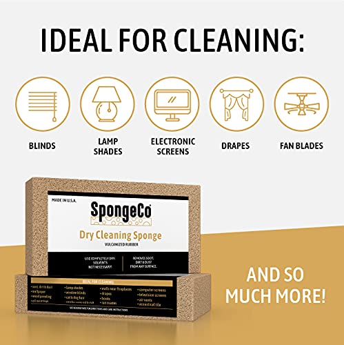 SpongeCo Dry Cleaning Soot Eraser Sponge - Chemical-Free Dust & Pet Hair Removal | Beige | 1 Pack Single 3
