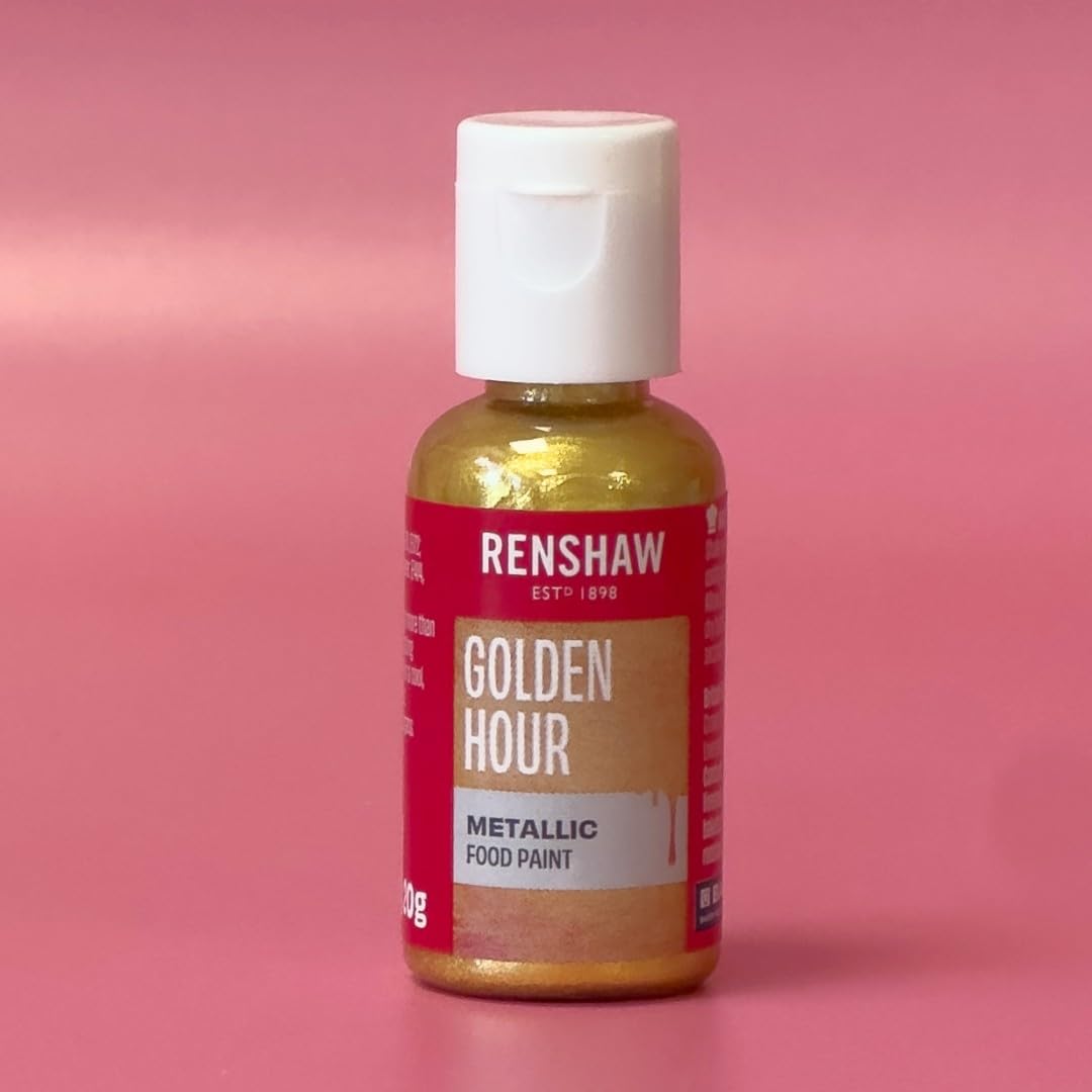 Renshaw Edible Metallic Food Paint - Golden Hour (Gold) | Ready-to-Use | 20g 2