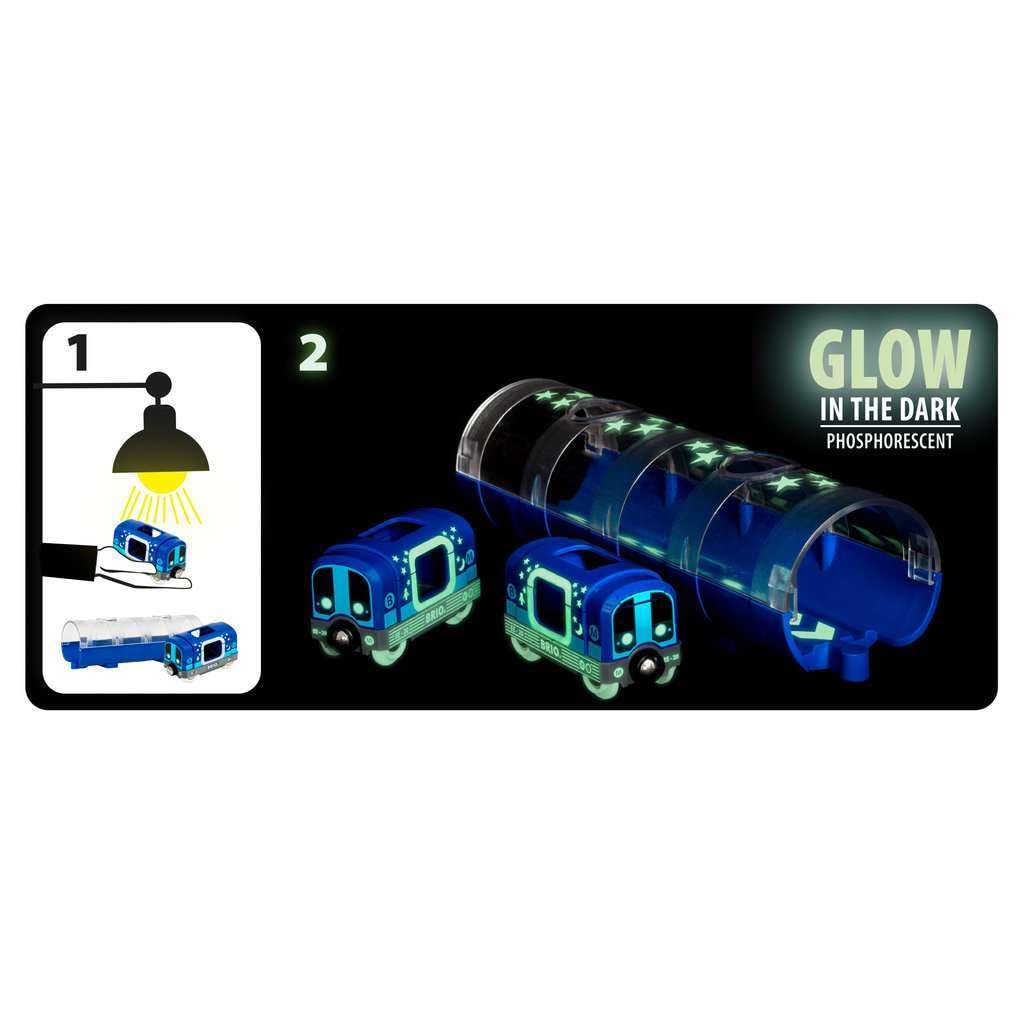 BRIO World Glow in the Dark Metro Train & Tunnel - Wooden Railway Playset for Kids 3+ 8