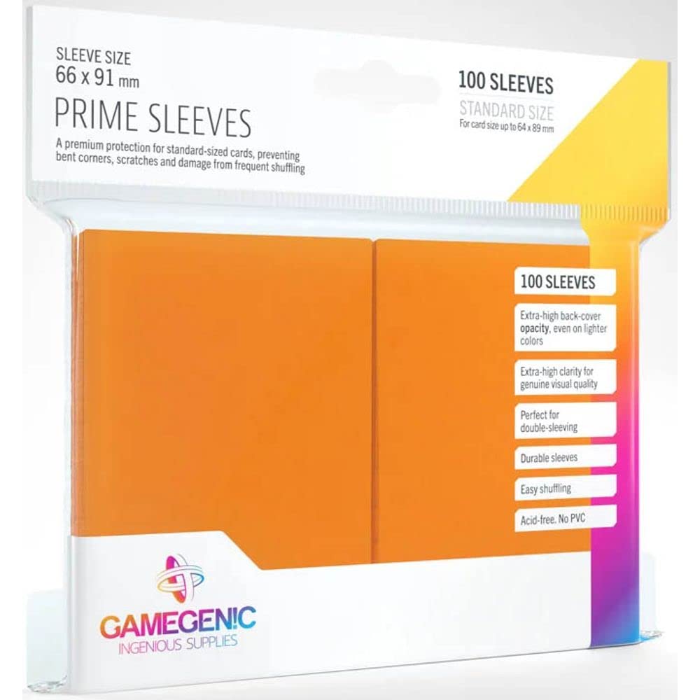 Gamegenic Prime Sleeves (100-Pack) - Orange, Ideal for Double-Sleeving 1