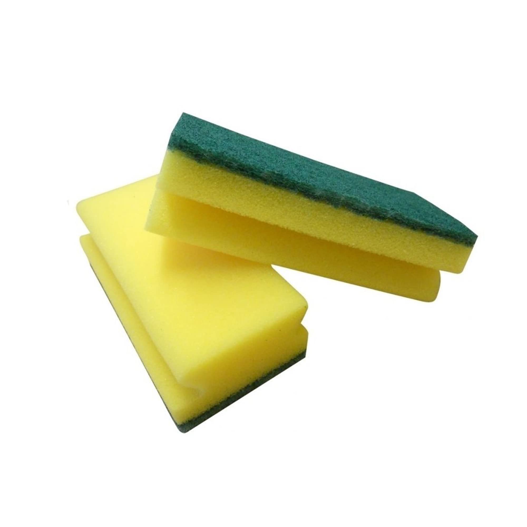 HomeSmith Heavy Duty Scrub Sponge - Dual-Sided Cleaning, Pack of 10 Large Yellow & Green Pads