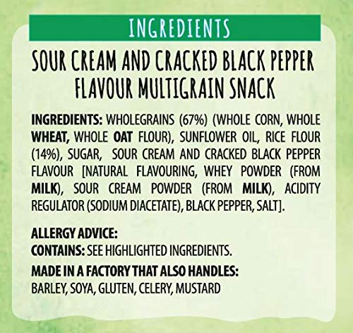 Sunbites Sour Cream & Cracked Black Pepper Wholegrain Snacks, 6x25g Multipack 8