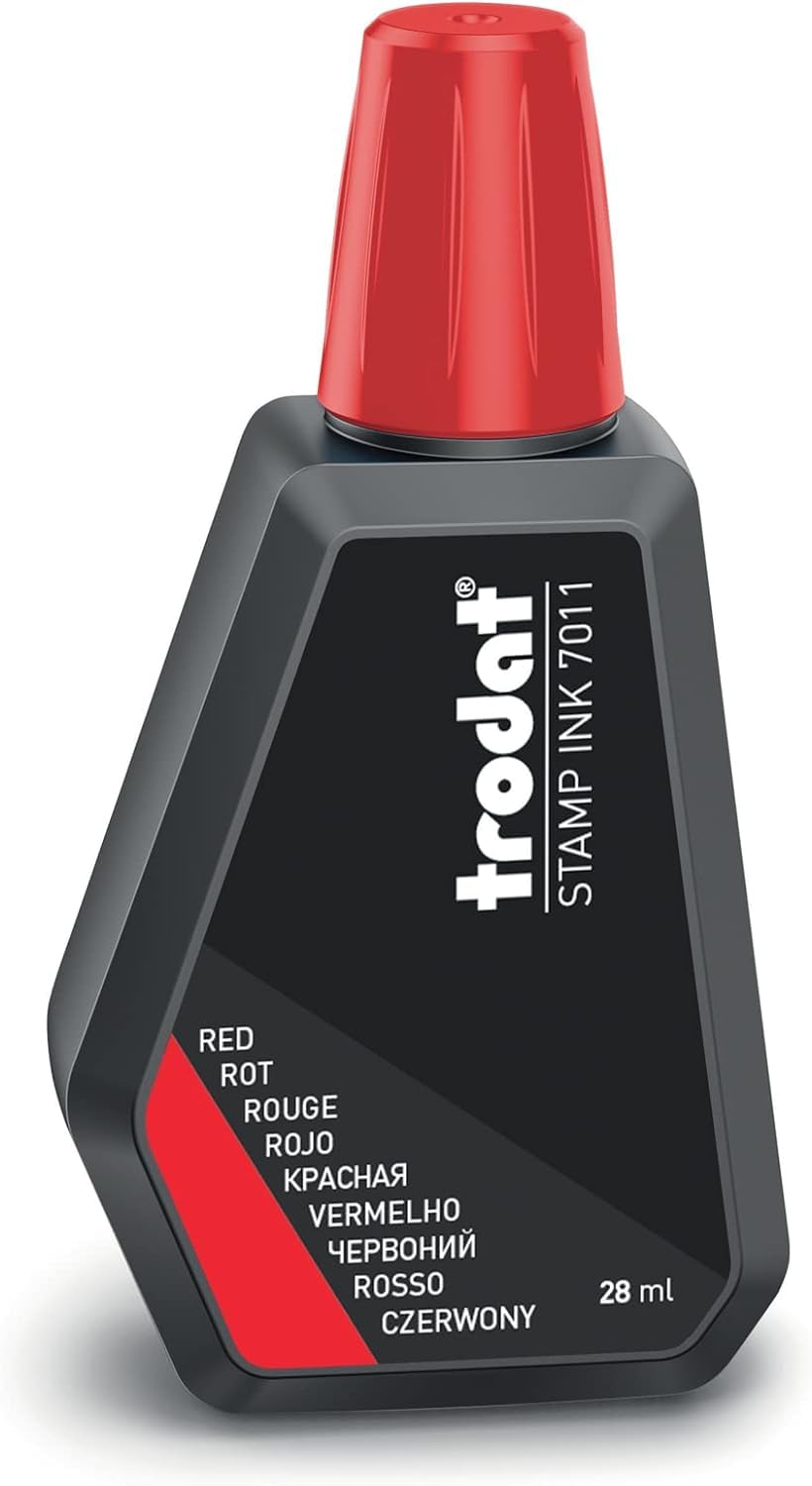 Trodat Red Ink Bottle - 28 ml Replacement Ink for Hand Stamp Pads | Model 7011
