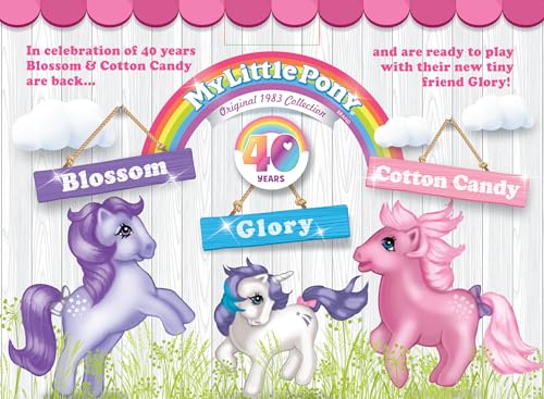 Basic Fun My Little Pony 40th Anniversary Collector Pack | Pearlized Blossom, Cotton Candy & Mini Glory 8