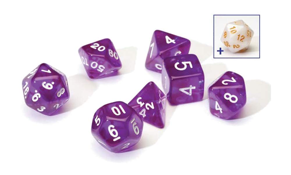 Sirius Dice Translucent Purple Poly Set - 7 Pieces | Small Size | 45g Weight