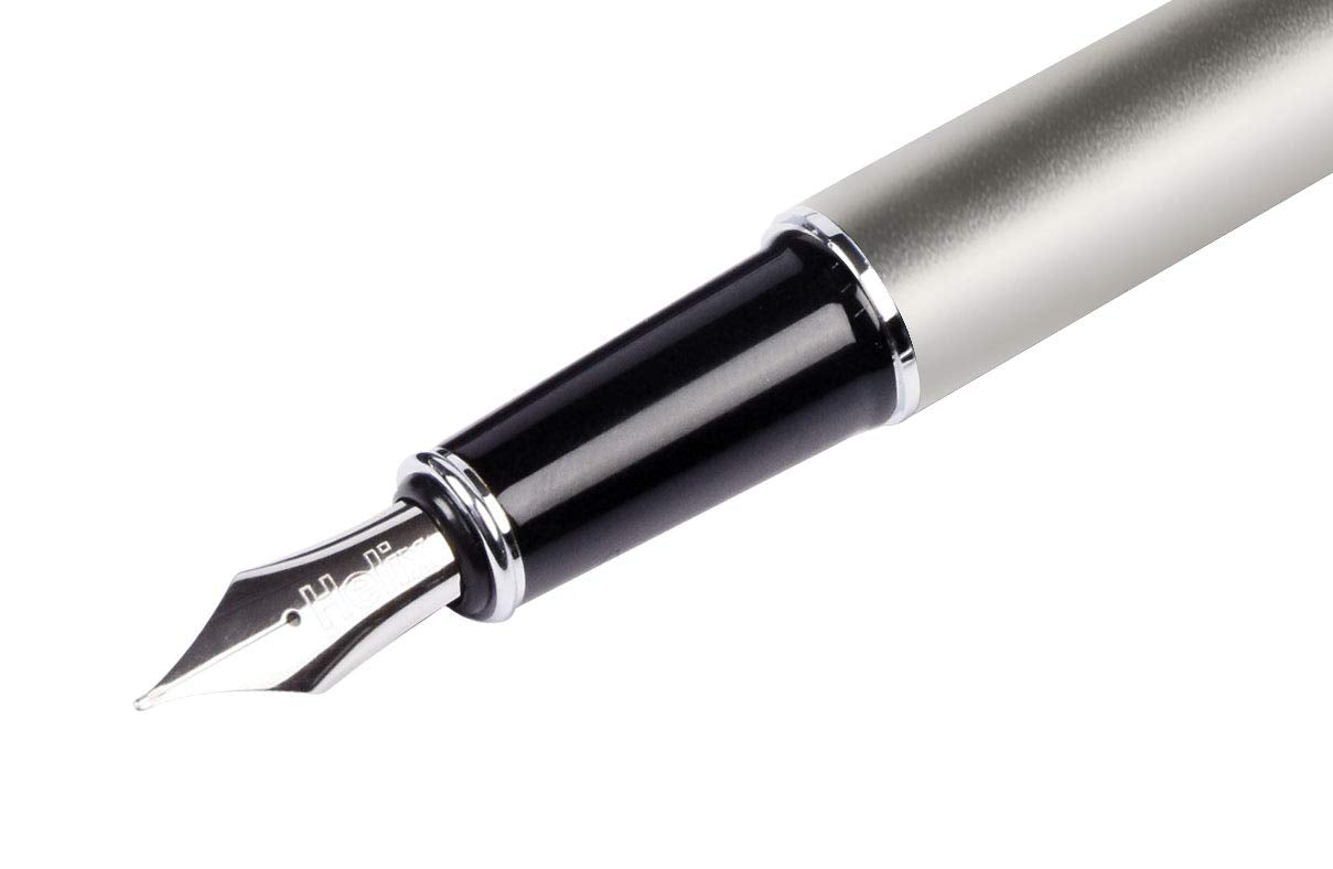 Helix Oxford Premium Fountain Pen - Stainless Steel Barrel | Flexible Iridium Nib | Blue Ink 5