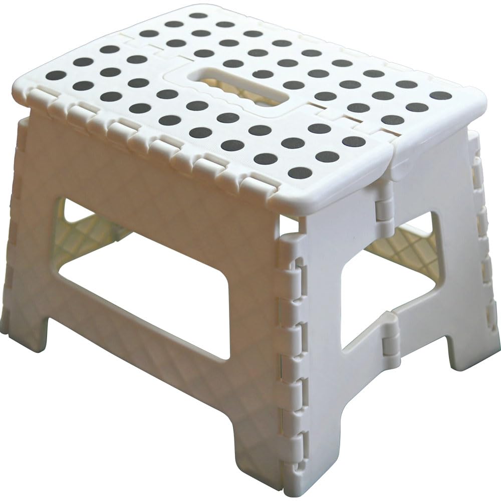 Armo Home Folding Step Stool - 40cm Height | 150kg Capacity | White Metal 1