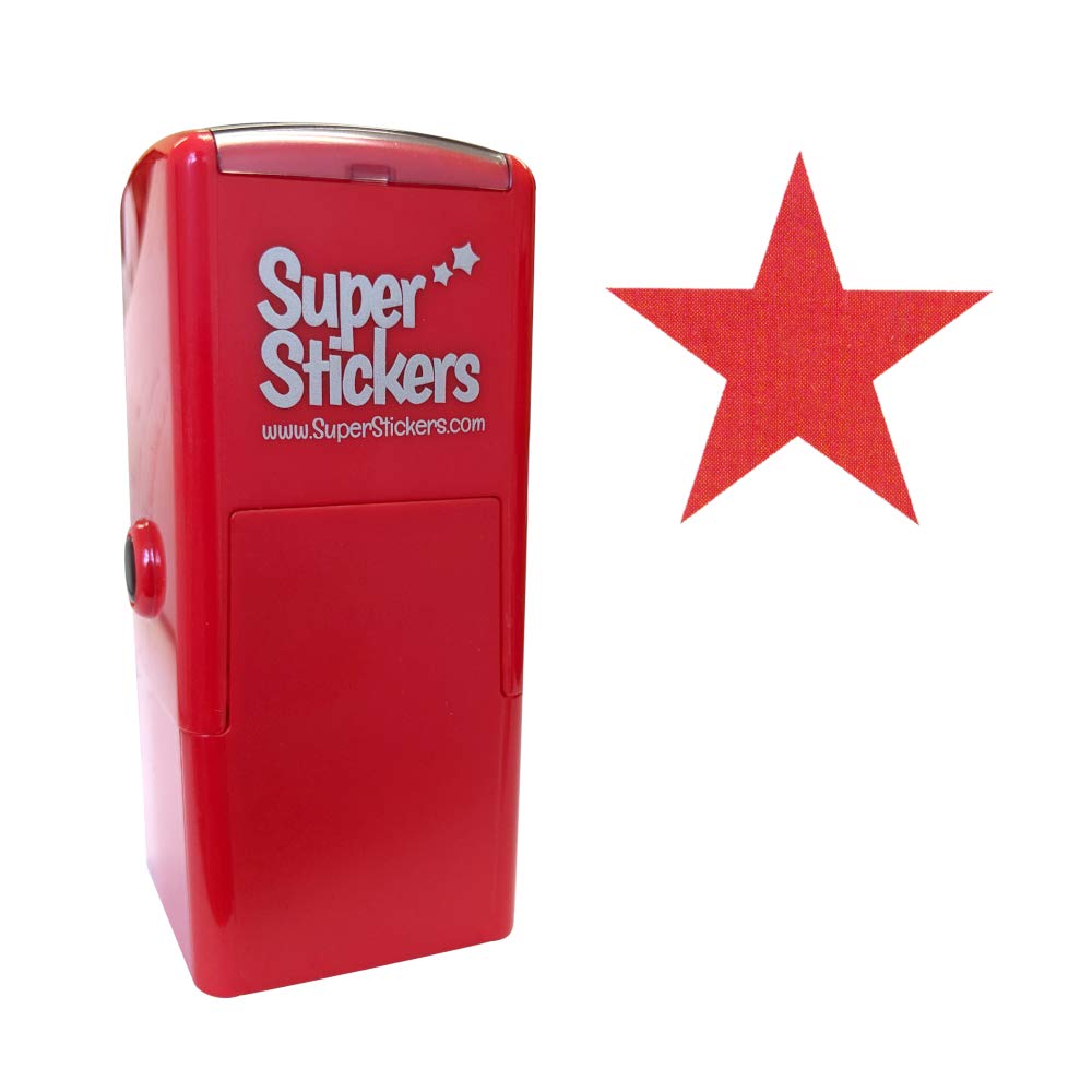 SuperStickers Pre-Inked Stamper - Red Star Design | 28mm Impression | Self-Inking