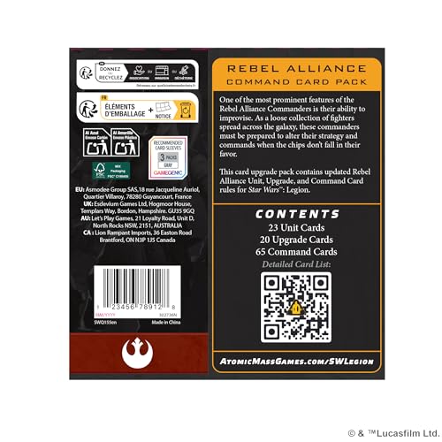 Atomic Mass Games Star Wars: Legion Rebel Alliance Command Card Pack Board Game Expansion 3