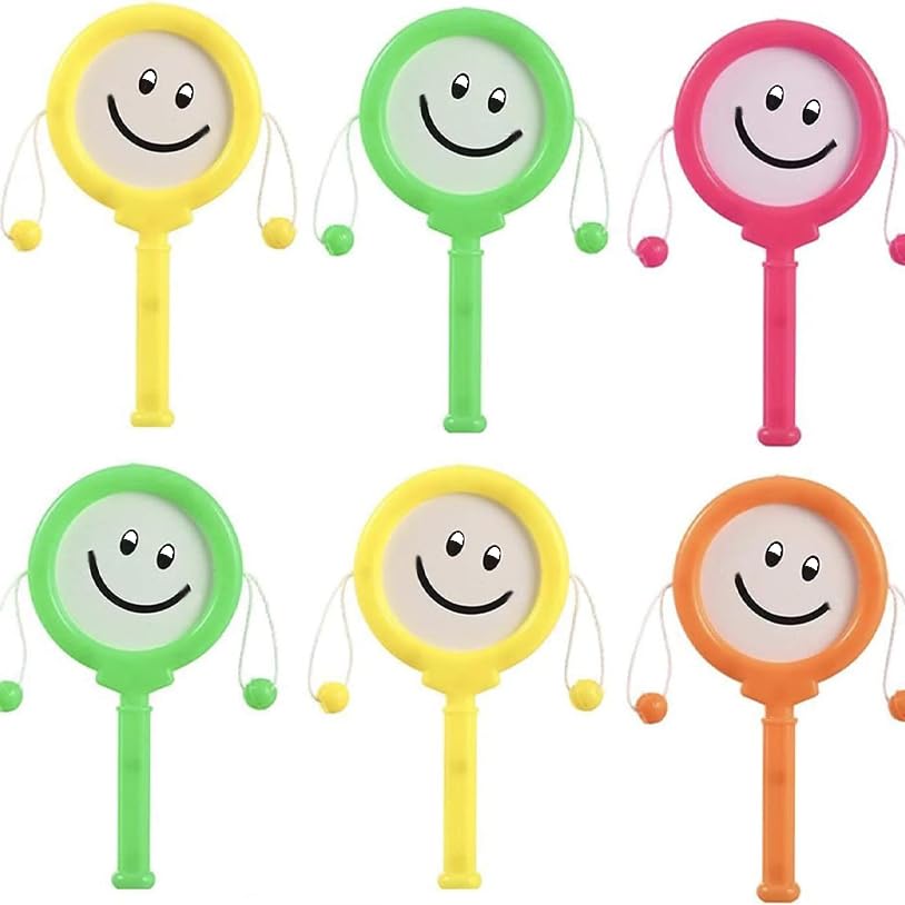 SHATCHI 24 Pack Mini Smile Hand Drum - Party Bag Filler Toy | Assorted Colours | PVC 1