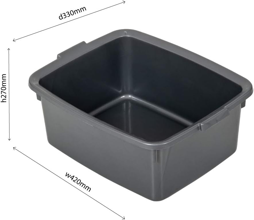 Addis 502813 Plastic Butler Large Rectangular Bowl, Metallic Silver, 12.5L