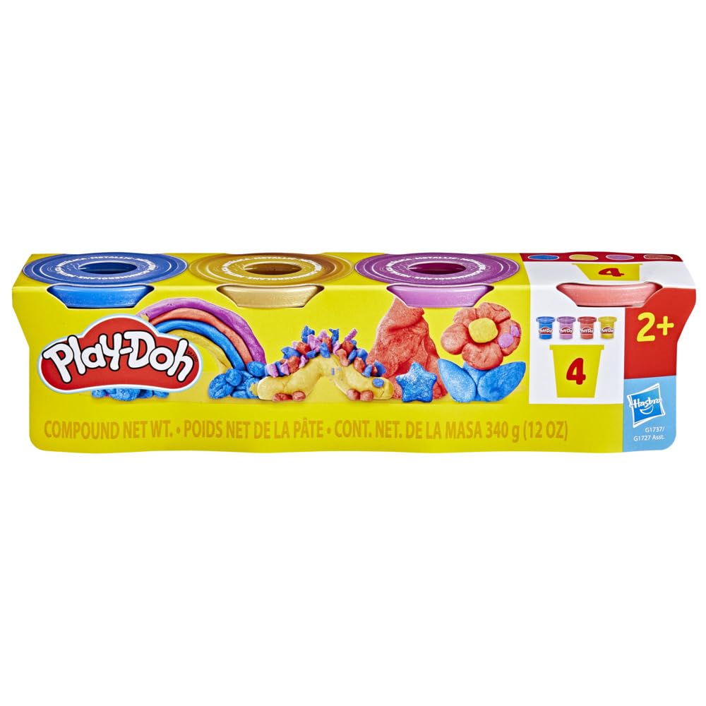 Play-Doh 4-Pack Shimmer Metallic Compound - Sparkly Modeling Clay for Kids 2+