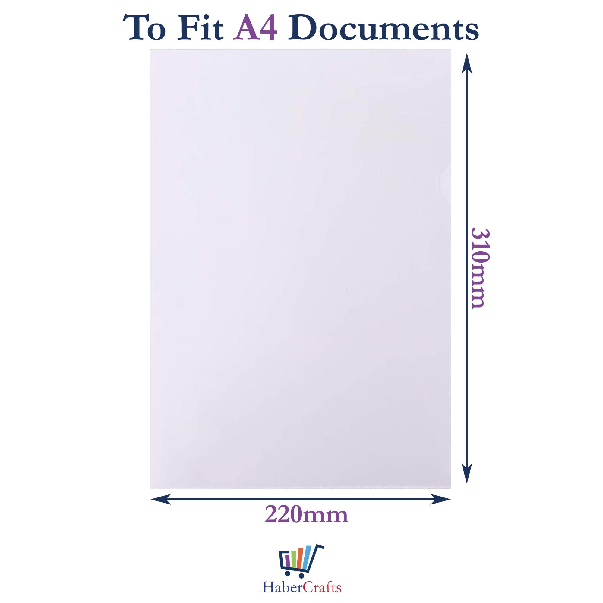 Habercrafts Heavy Duty Clear Plastic A4 File Wallets - Top & Side Opening | 150 Micron | 25 Pack