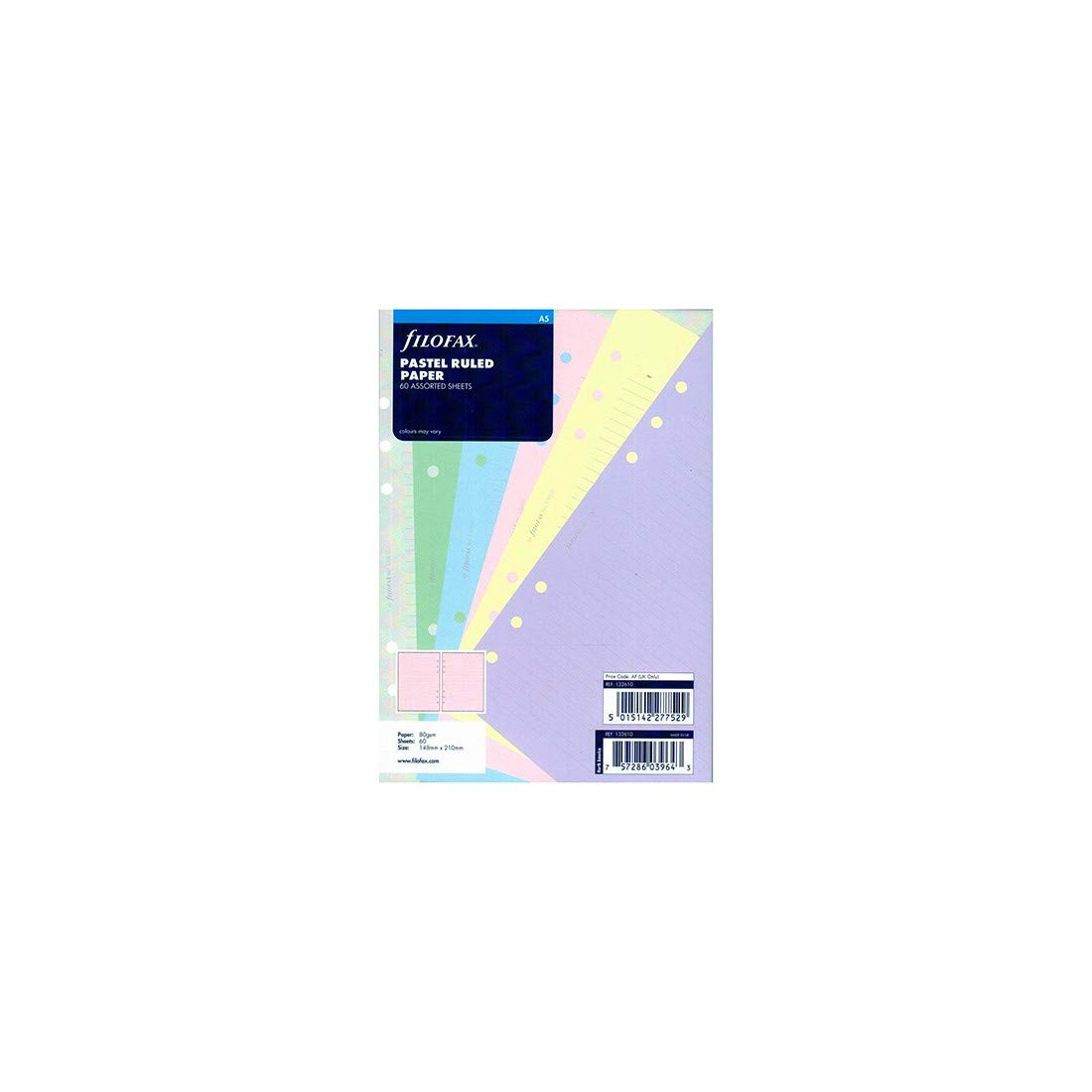 Filofax A5 Pastel Ruled Paper Refill | 60 Sheets | 80gsm | A5 Size