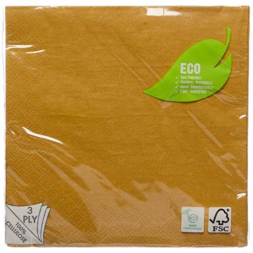 Amscan Crème Brûlée Gold Eco-Friendly Compostable Luncheon Napkins - Pack of 20 2
