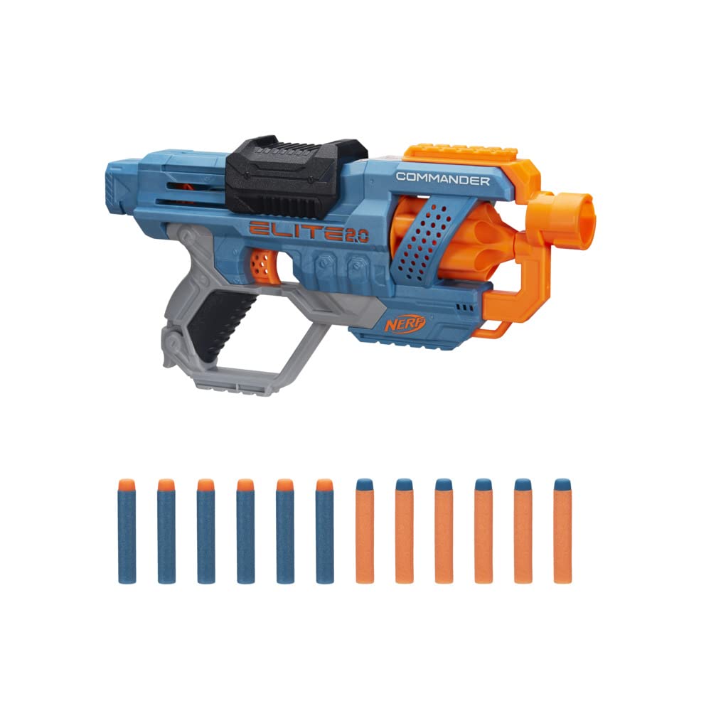 Nerf Elite 2.0 Commander RC-6 Blaster with 12 Nerf Darts | Slam Fire Action | Fires up to 90 Feet