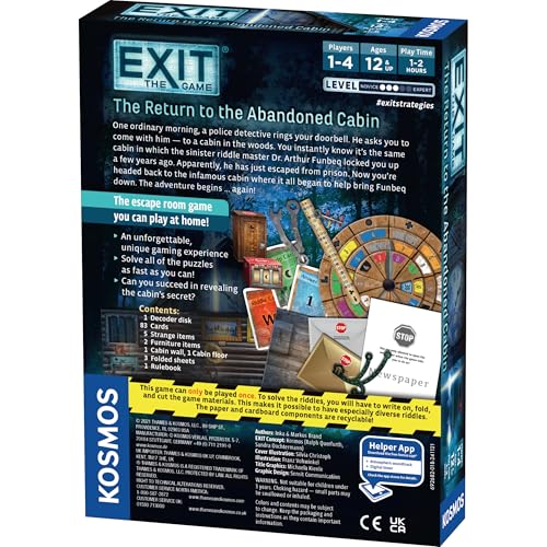 Thames & Kosmos EXIT: The Return to the Abandoned Cabin Escape Room Card Game | 1-4 Players | Ages 12+