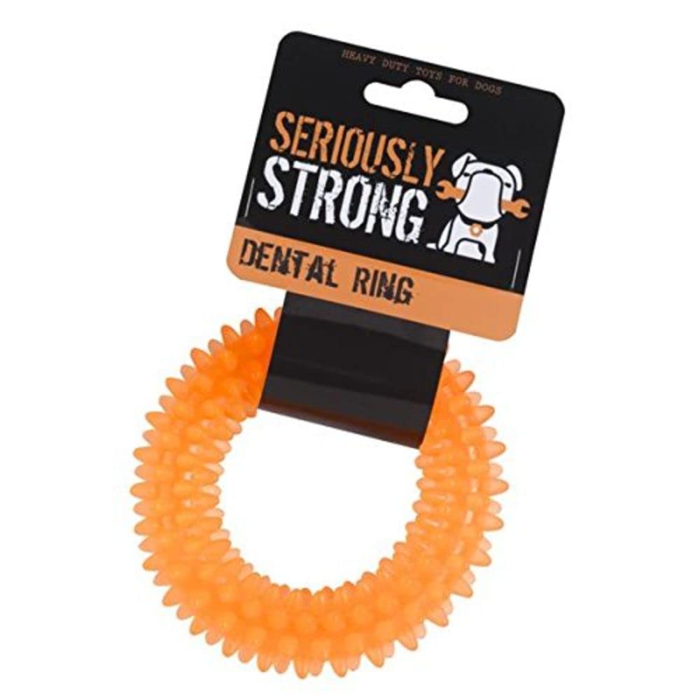 Petface Seriously Strong Dental Ring Dog Toy - Durable Chew Toy | Orange | Portable 1