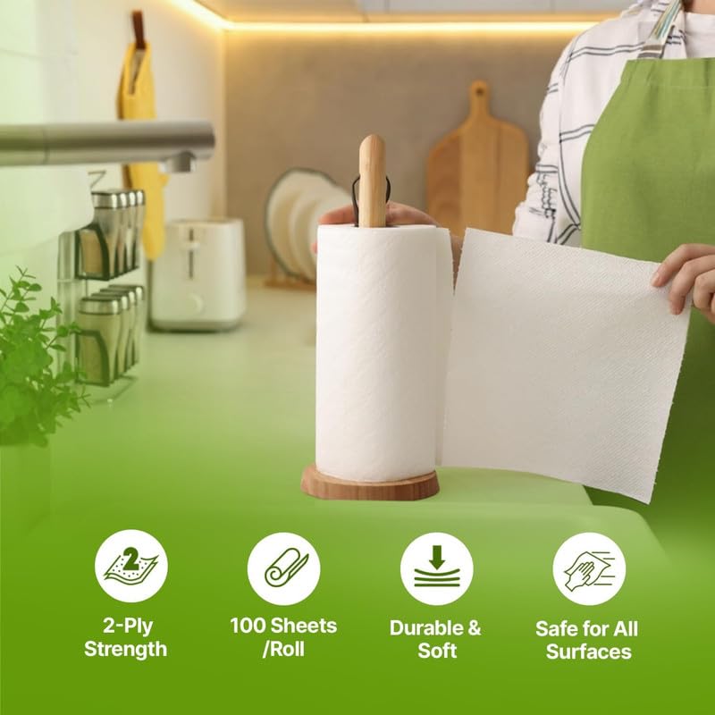 CareBee Kitchen Roll - 2 Ply Strong & Absorbent Bamboo Paper Towels | 6 Pack 5