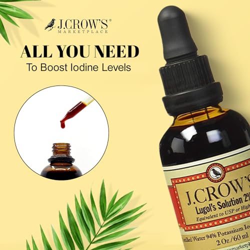 J.Crow's Lugol's Solution of Iodine, 2 Ounce - Premium Iodine Supplement for Health & Water Purification