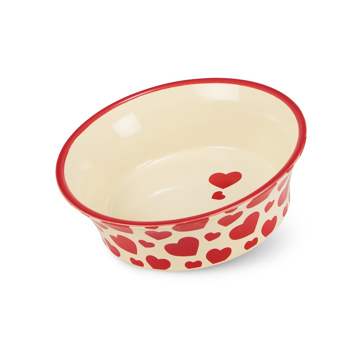 Petface Red Hearts Flared Ceramic Bowl for Cats and Small Dogs | Durable Ceramic | 130x40x130mm 4