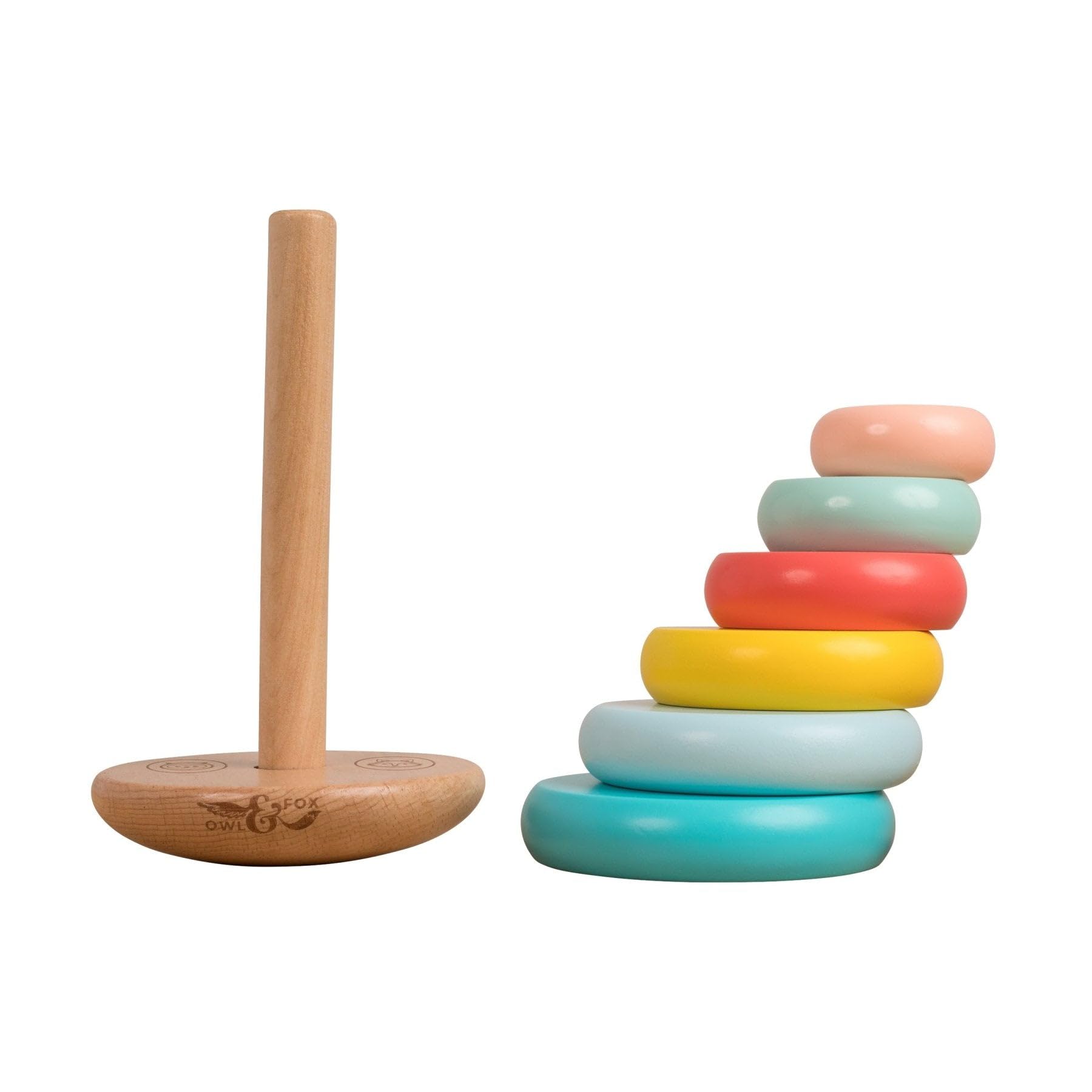 Owl & Fox Wooden Topple Tower - Stacking Toy for Toddlers 12 Months+