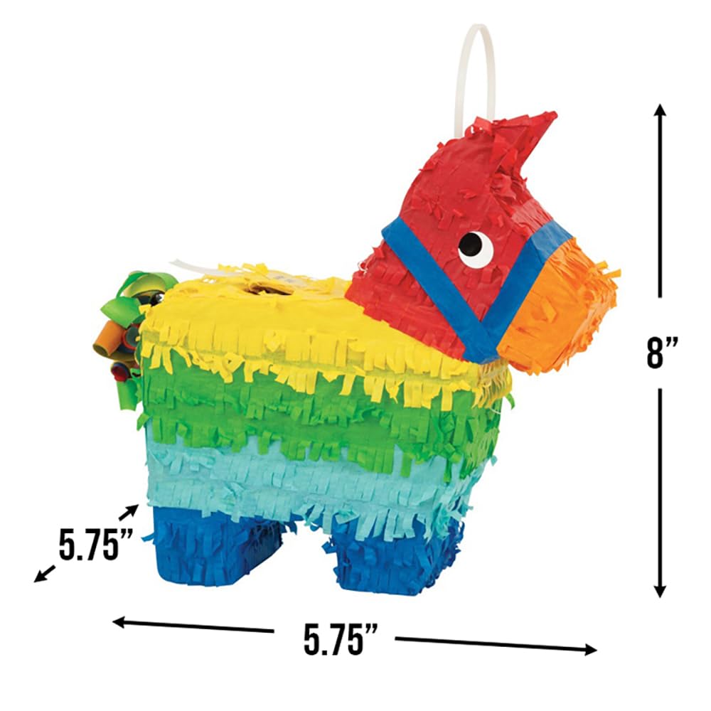 Unique Mini Donkey Pinata Favour Decoration - Multicolour | 19 cm x 20 cm x 7 cm | Cardboard