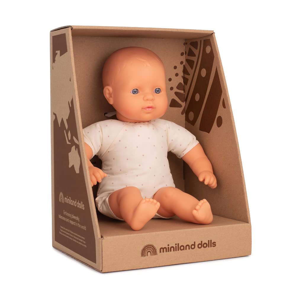 Miniland Caucasian Soft Body Doll 32cm - Vanilla Scented, Handmade in Spain