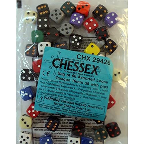 Chessex Opaque Dice Set - 50 Assorted D6 Dice (29426)