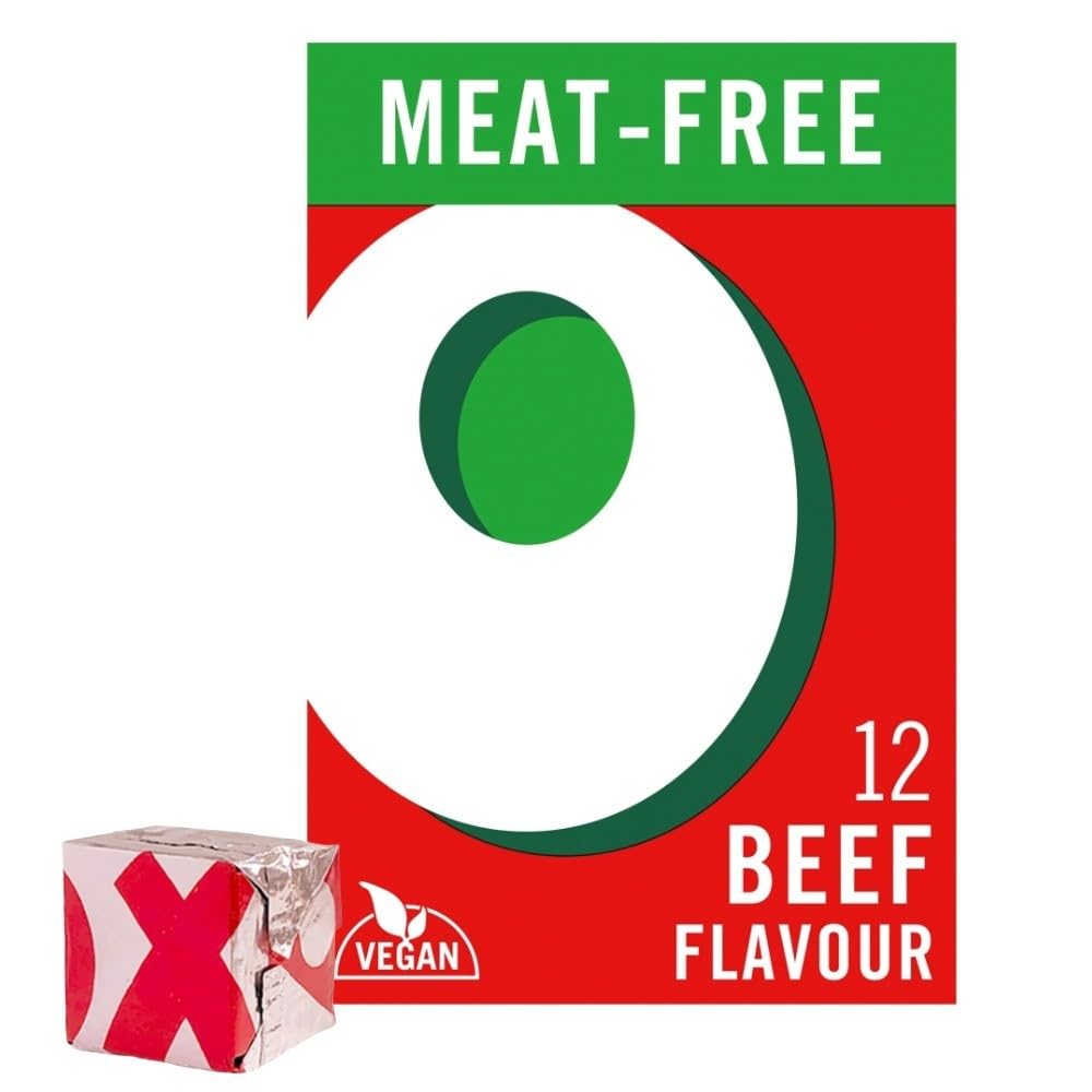 OXO Vegan Beef Flavour Stock Cubes - 12 Pack | Meat-Free | Bold Taste | 71g