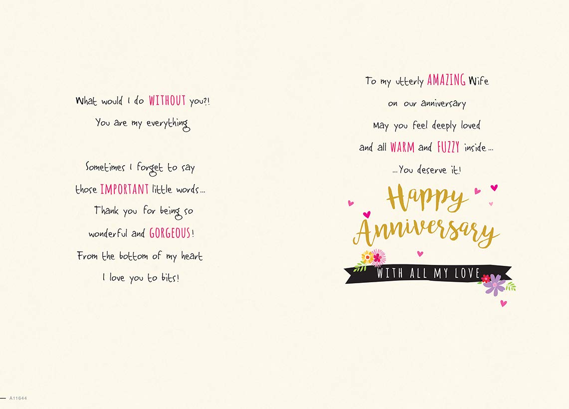 Piccadilly Greetings Gorgeous Wife On Our Anniversary Card | 9 x 6 Inches | Green, Peach, Beige