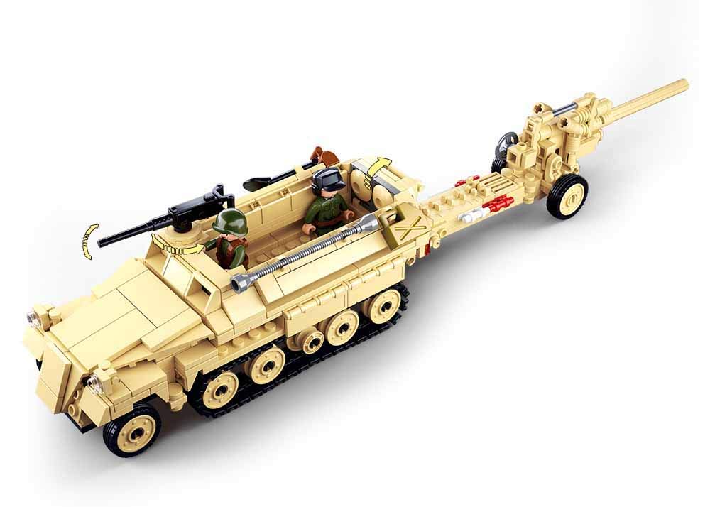 Sluban M38-B0695 WWII SD.KFZ. 251 Half-Track K18 105MM Cannon Building Set 4