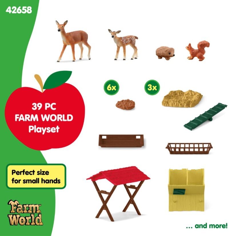 Schleich 42658 FARM WORLD Feeding the Forest Animals Playset | 39 Pieces | Ages 3+ 6