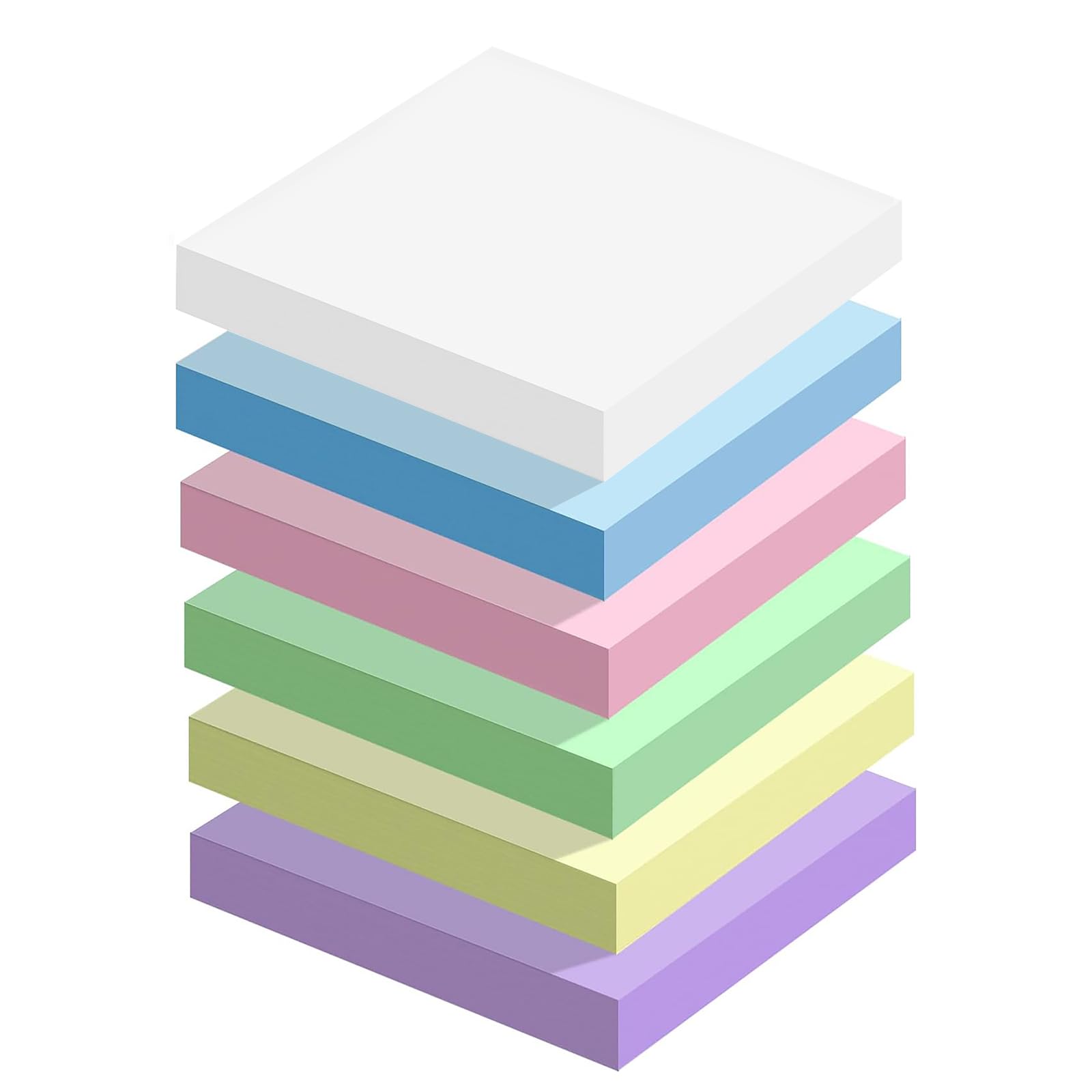 MOXYOY Super Sticky Pastel Self-Stick Notes - 600 Sheets | 76x76mm | 6 Colors 1