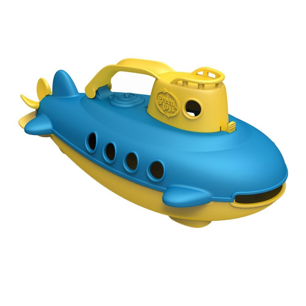 Green Toys Submarine - Yellow, Spinning Propeller, Scoop & Pour Fun | Ages 6+ Months