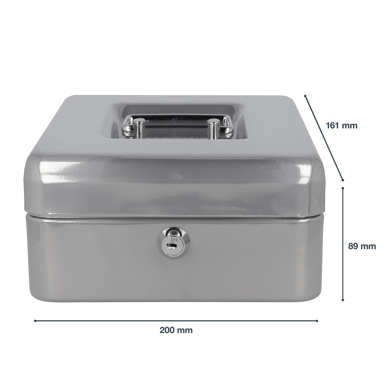 Westcott Lockable Cash Box - Robust Sheet Steel Security | Silver | 20 x 16 x 9 cm 5
